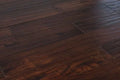 Exotic Walnut Dark 4-3/4 in x Random Length (12 in - 48 in) Plank Handscraped, Urethane Engineered Walnut Hardwood Flooring