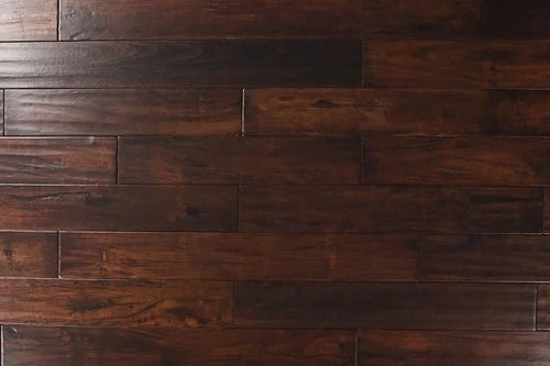 Exotic Walnut Dark 4-3/4 in x Random Length (12 in - 48 in) Plank Handscraped, Urethane Engineered Walnut Hardwood Flooring