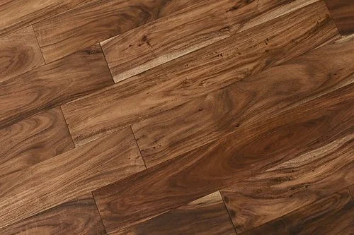 Exotic Walnut Natural 4-3/4 in x Random Length (12 in - 48 in) Plank Smooth, Urethane Engineered Walnut Hardwood Flooring