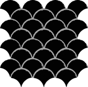 Fan Black Glossy 12x12 Gloss Porcelain Mosaic Tile