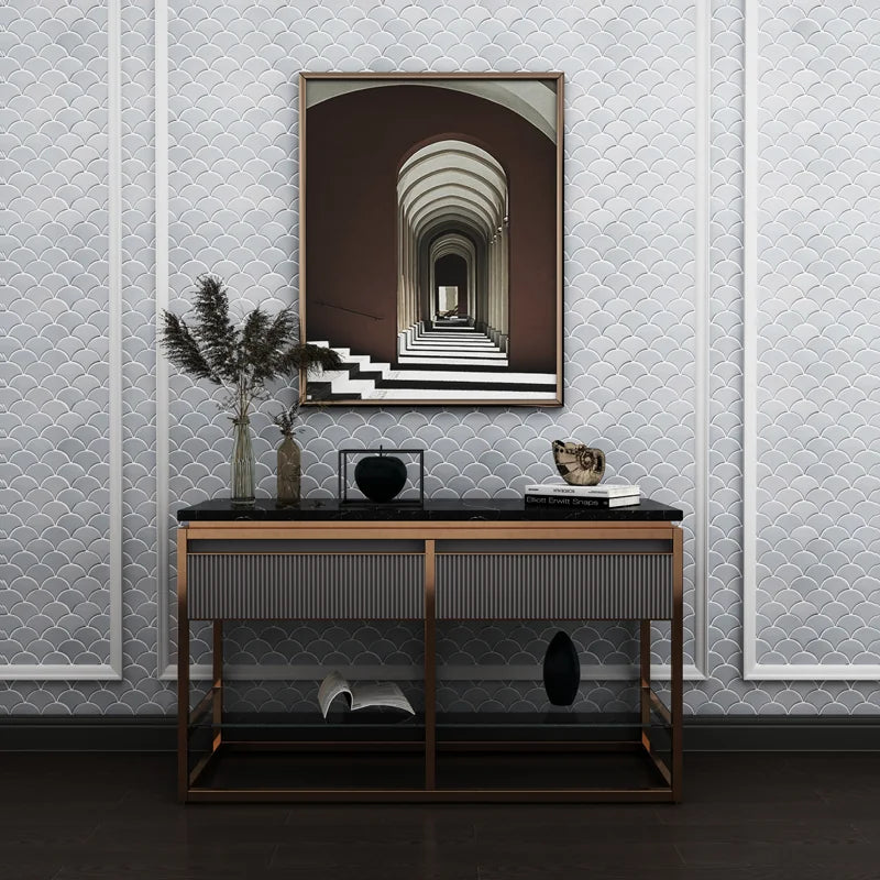 Fan Grey Glossy 12x12 Gloss Porcelain Mosaic Tile