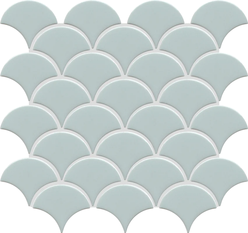 Fan Grey Glossy 12x12 Gloss Porcelain Mosaic Tile