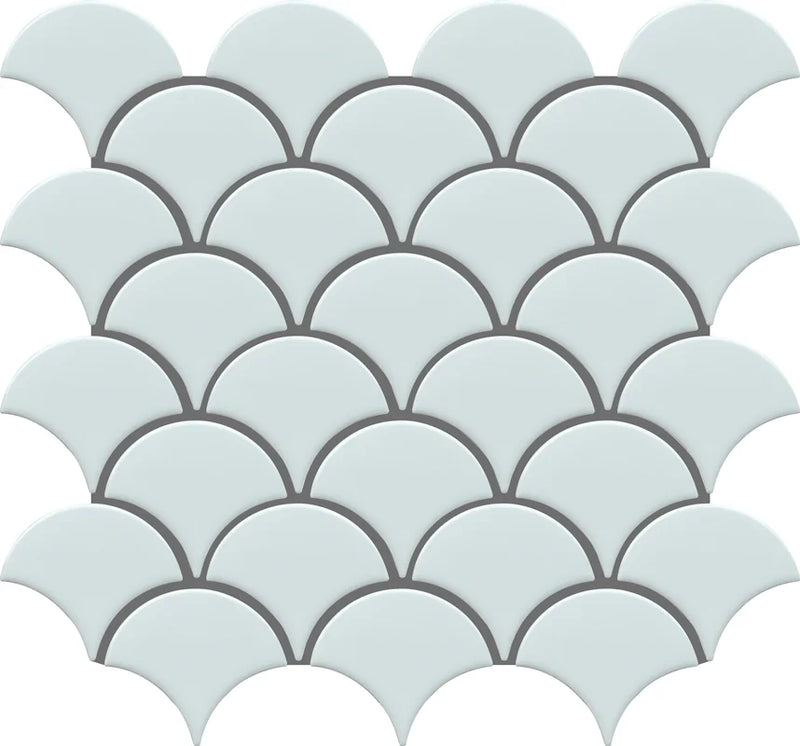 Fan White 12x12 Glossy Porcelain Mosaic Tile