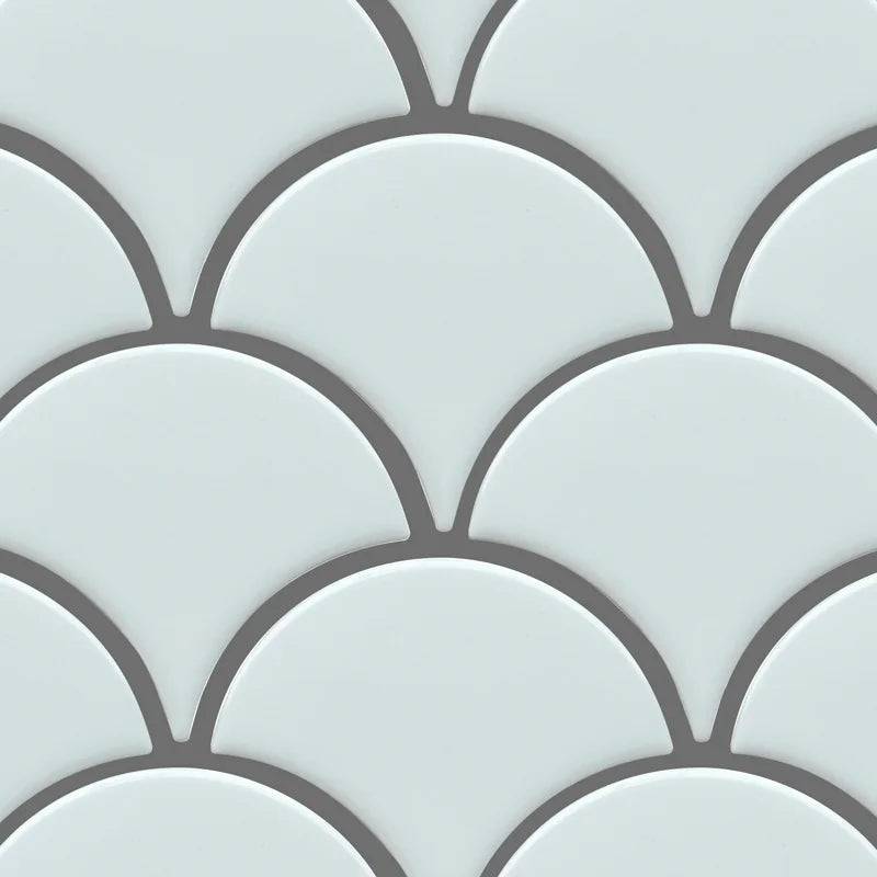 Fan White 12x12 Glossy Porcelain Mosaic Tile