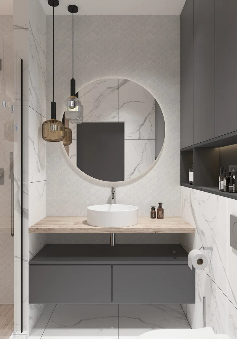 Fan White 12x12 Glossy Porcelain Mosaic Tile