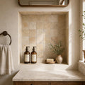 Fantastico 04x04 Tumbled Travertine Tile 4x4 — Bathroom niche