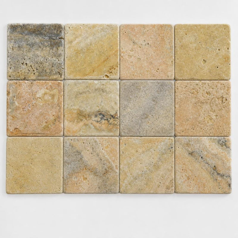 Fantastico 04x04 Tumbled Travertine Tile 4x4 close-up