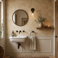 Fantastico 04x04 Tumbled Travertine Tile 4x4 — Powder Room wall