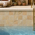 Fantastico 04x04 Tumbled Travertine Tile 4x4 — Swimming Pool waterline