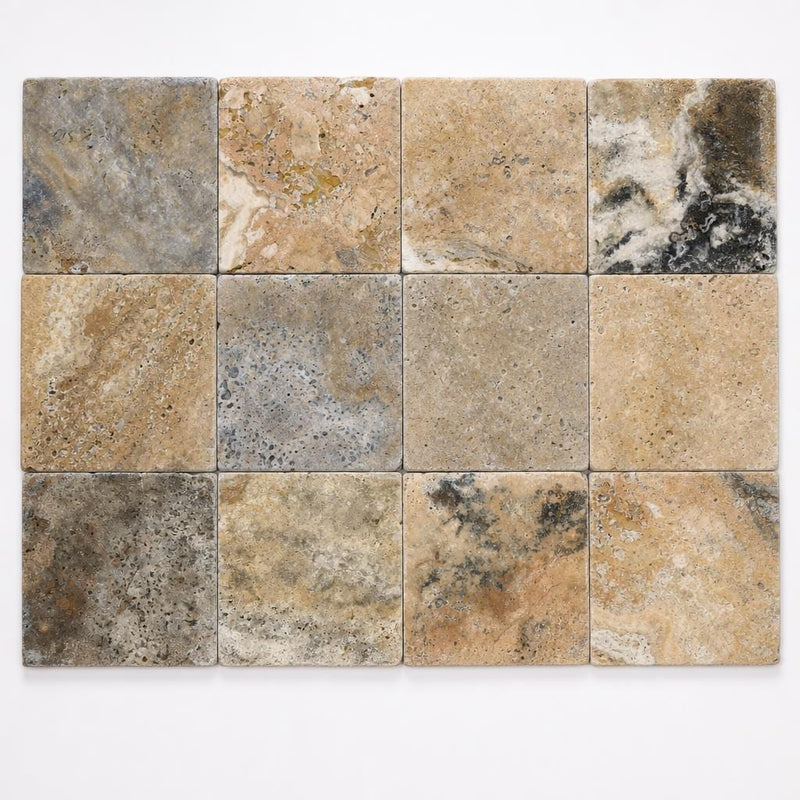 Fantastico 06x06 Tumbled Travertine Tile 6x6 close-up