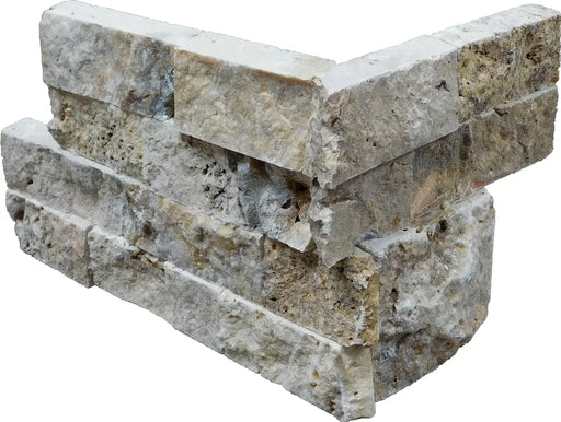 Fantastico 07x10x07 Split-Face Travertine Corner Ledger Stone