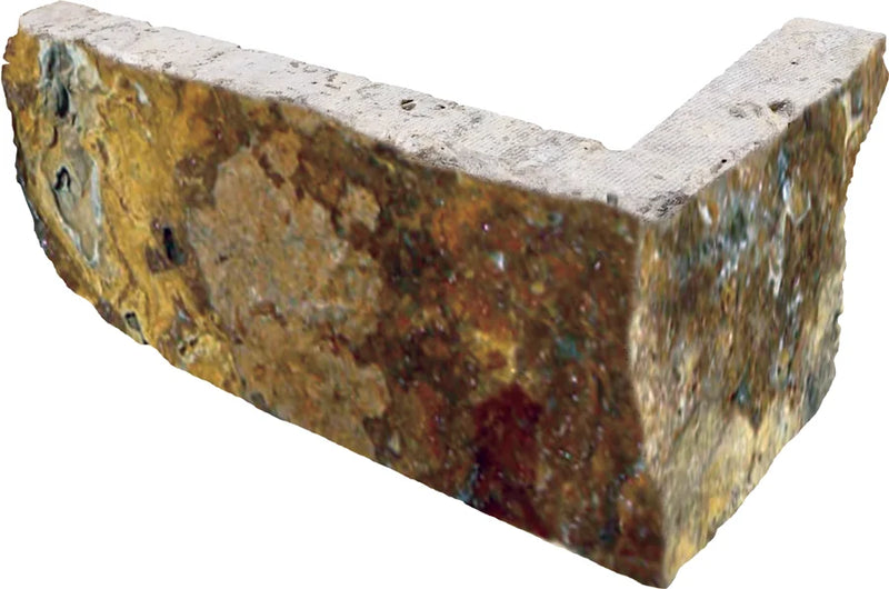 Fantastico 10x5.75x06 Split-Face Travertine Corner Ledger Stone