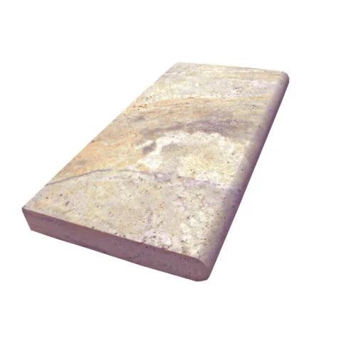 Fantastico 12x12 Unfilled & Honed Travertine Single Bullnose Dark Batch Pool Coping