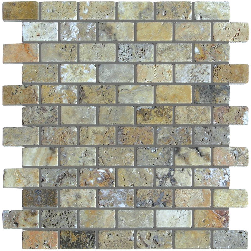 Fantastico 1x2 Tumbled Travertine Mosaic Tile