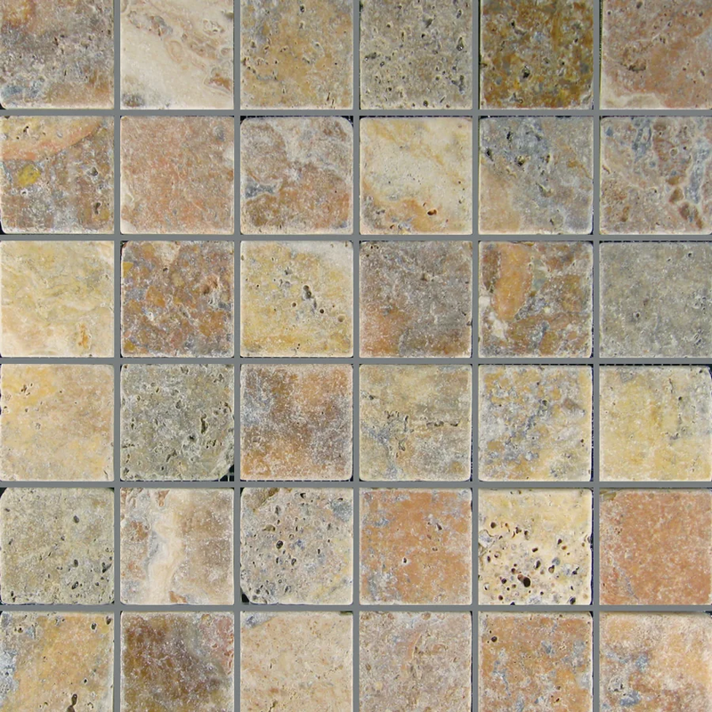 Fantastico 2x2 Tumbled 3D Travertine Mosaic Tile