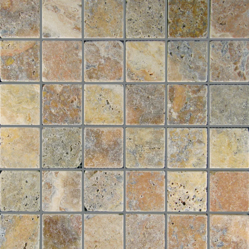 Fantastico 2x2 Tumbled 3D Travertine Mosaic Tile