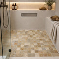 Fantastico 2x2 Tumbled 3D Travertine Mosaic Tile — Bathroom shower floor