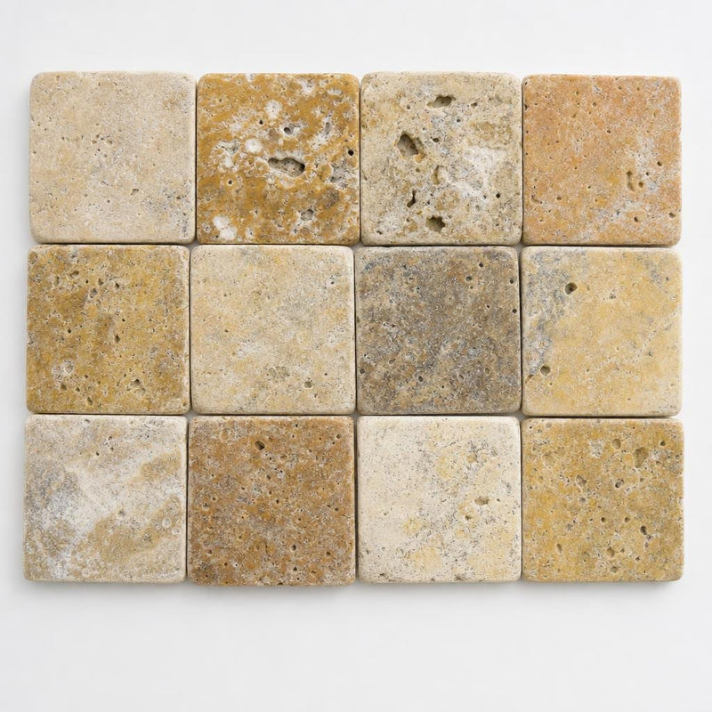 Fantastico 2x2 Tumbled 3D Travertine Mosaic Tile close-up