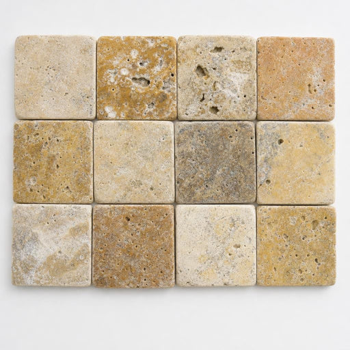 Fantastico 2x2 Tumbled 3D Travertine Mosaic Tile close-up