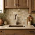 Fantastico 2x2 Tumbled 3D Travertine Mosaic Tile — Kitchen backsplash
