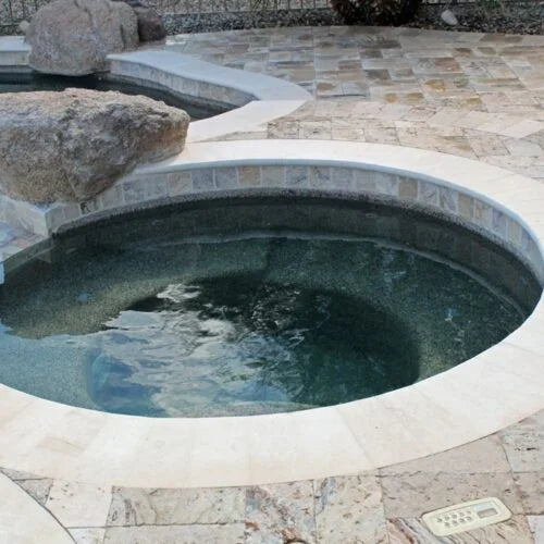Fantastico 12x12 Unfilled & Honed Travertine Single Bullnose Dark Batch Pool Coping