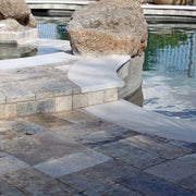 Fantastico 12x12 Unfilled & Honed Travertine Single Bullnose Dark Batch Pool Coping