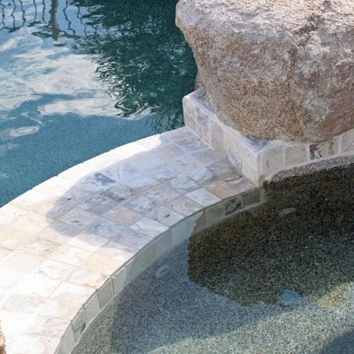 Fantastico 12x12 Unfilled & Honed Travertine Single Bullnose Dark Batch Pool Coping