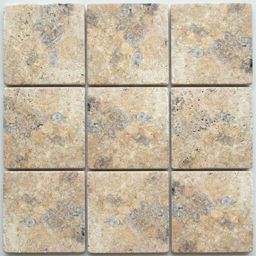 Fantastico Coping Travertine Tile in Tumbled Bullnose, 12x12 close-up