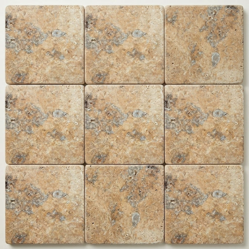 Fantastico Travertine Coping 12x12 Unfilled Honed Bullnose 1.25 inch close-up