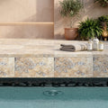 Fantastico Coping Travertine Stone in Unfilled Honed 12x18 16x24 pool coping — Spa spa overhang edge
