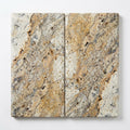 Fantastico Travertine Coping 12x24 Tumbled Bullnose in Grey 1.25 inch close-up