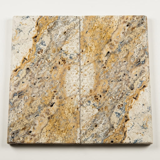 Fantastico Travertine Coping Unfilled Honed Bullnose 12x24 close-up