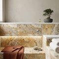 Fantastico Travertine Coping Unfilled Honed Bullnose 12x24 pool coping — Spa spa overhang edge