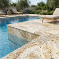 Fantastico Travertine Coping Unfilled Honed Bullnose 12x24 pool coping — Swimming Pool pool edge drop-face coping