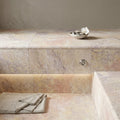 Fantastico Coping Travertine Stone Unfilled Honed 12x24 Bullnose pool coping — Spa spa overhang edge