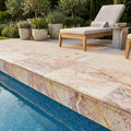 Fantastico Coping Travertine Stone Unfilled Honed 12x24 Bullnose pool coping — Swimming Pool remodel pool edge