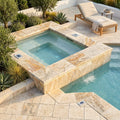 Fantastico Travertine Coping 16x16 Unfilled Bullnose 2 inch pool coping — Spa spa overhang edge