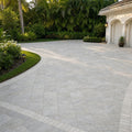 Fantastico Travertine Paver 12x12 Brushed 2 inch — Front Yard driveway