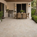 Fantastico Travertine Paver 12x12 Tumbled 1.25 inch — Backyard patio