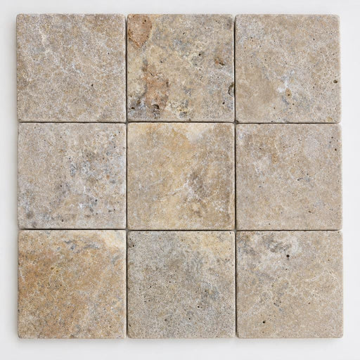 Fantastico Travertine Paver 12x12 Tumbled 1.25 inch close-up