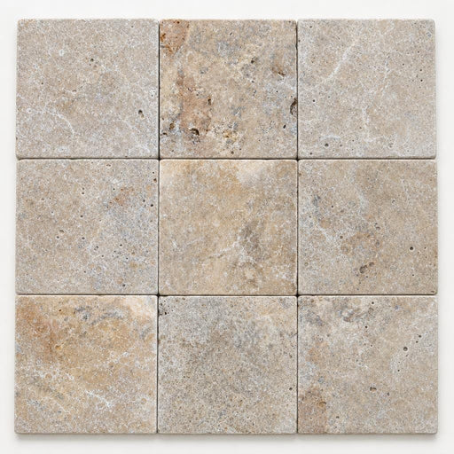 Fantastico Travertine Paver 12x12 Tumbled 2 inch close-up