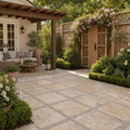 Fantastico Travertine Paver 16x16 Tumbled 1.25 inch — Backyard patio