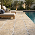 Fantastico Travertine Paver 16x16 Tumbled 1.25 inch — Backyard pool deck