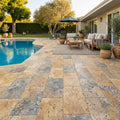 Fantastico Travertine Paver 16x24 Tumbled 1.25 inch — Backyard pool deck