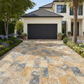 Fantastico Travertine Paver 16x24 Tumbled 1.25 inch — Front Yard driveway