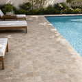 Fantastico Travertine Paver 6x6 Tumbled 1.25 inch — Backyard pool deck