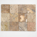 Fantastico Travertine Paver 6x6 Tumbled 1.25 inch close-up