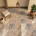 Fantastico Travertine Tile 16x16 Tumbled — Covered Patio floor