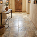 Fantastico Travertine Tile 16x16 Tumbled — Hallway floor