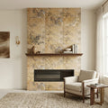 Fantastico Travertine Tile 16x24 Filled, Honed — Living Room fireplace surround